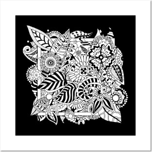 Zentangle floral square Posters and Art